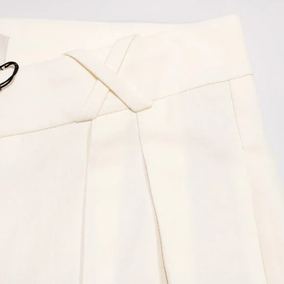 Rohe NWD Frame Wide Leg Tailored Trousers Size 42 (US 10) Cream Polyester/Wool